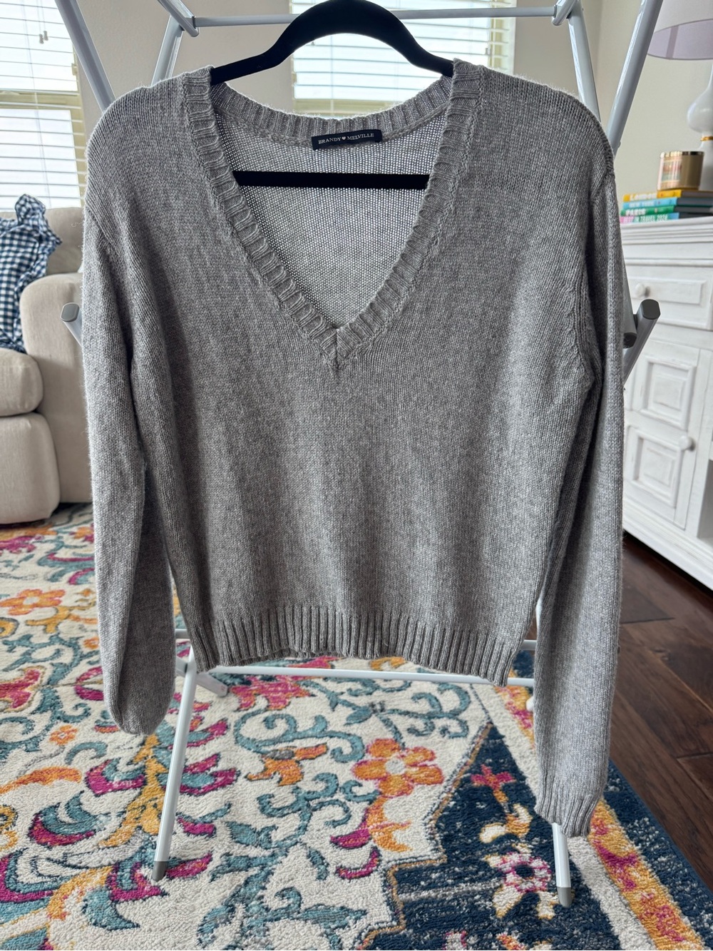 Brandy Melville Heather Gray V-Neck Sweater